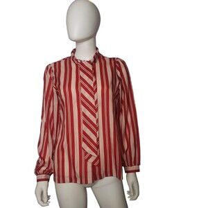 VINTAGE KORET Red & White Striped Blouse